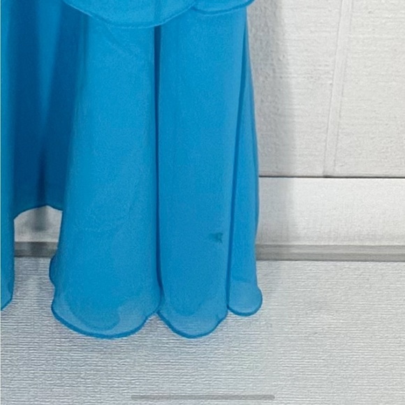 NWT Mori Lee chiffon ruffle formal maxi dress in periwinkle size 10, Never Worn - Picture 12 of 12